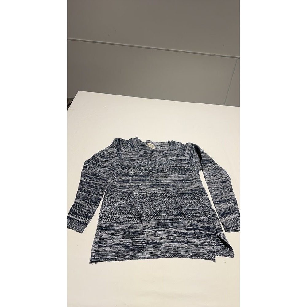 St. Johns Bay Womens Marled Blue White Knit Sweater Crew Neck Medium